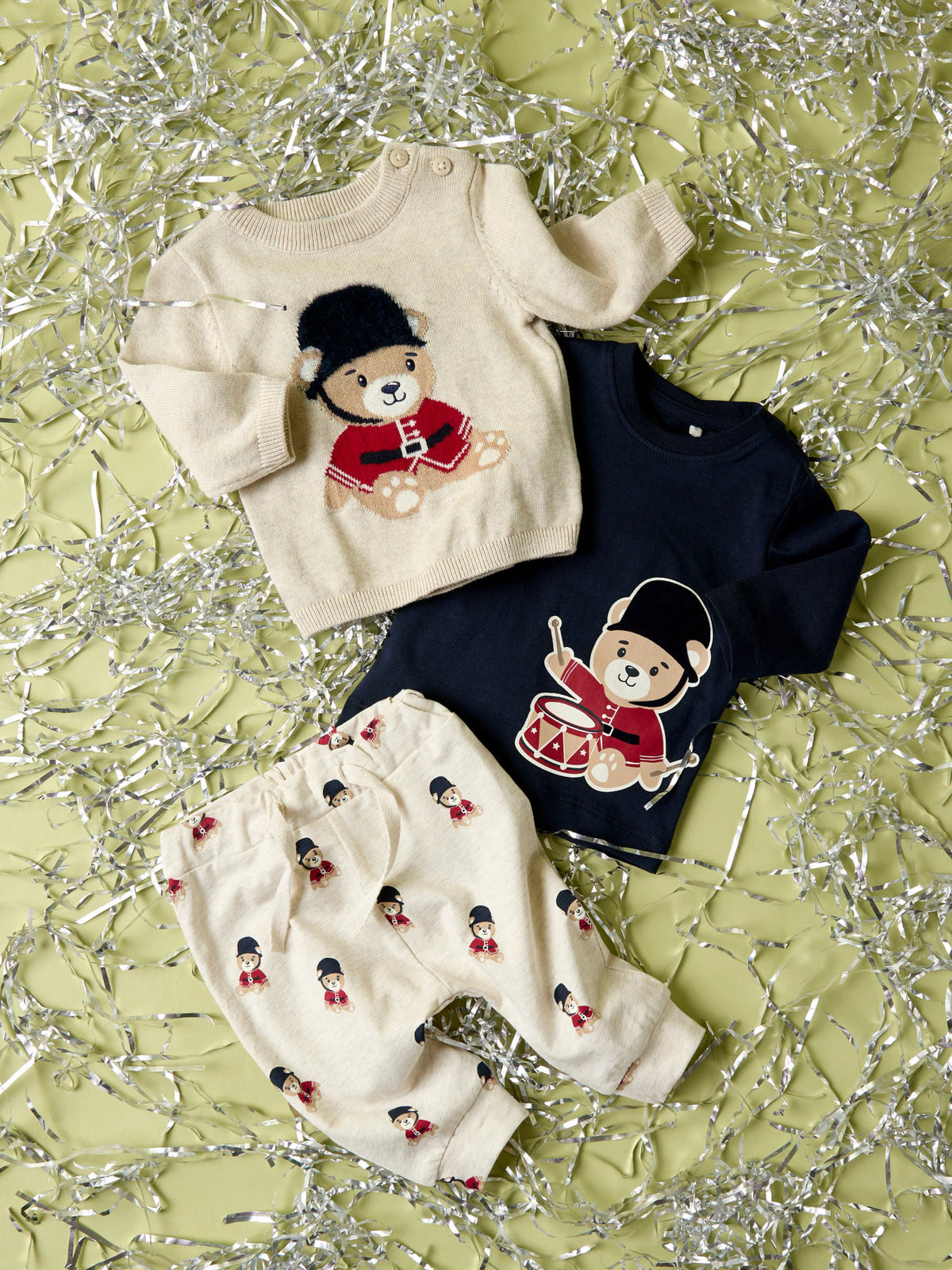 Name It Riso stickad jultröja baby pojke med nallemotiv