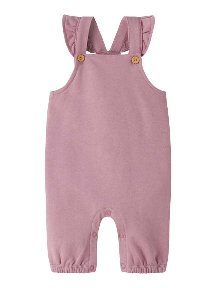 Name It Nilda mjuk babyoverall i sweatmaterial med borstad insida. Hängselbyxa till bebis flicka.