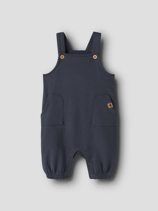 Name It Neil blå babyoverall Olive Night med hängslen och fickor för pojke baby