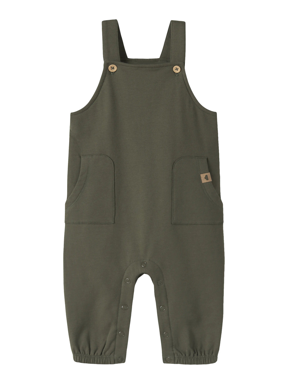 Name It Neil grön babyoverall Olive Night med hängslen och fickor för pojke baby