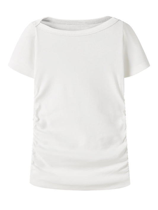 Name It Norikko offwhite rynkad T-shirt med båtringning för flicka kids – 13259417
