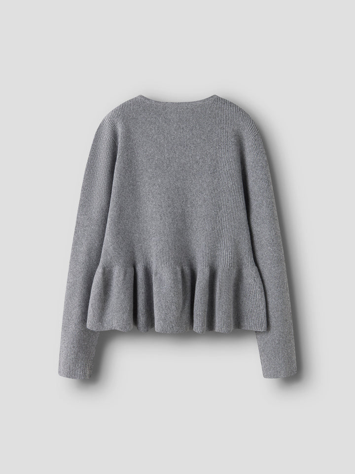 Name It Nyssa grå stickad kofta med volang för flicka kids