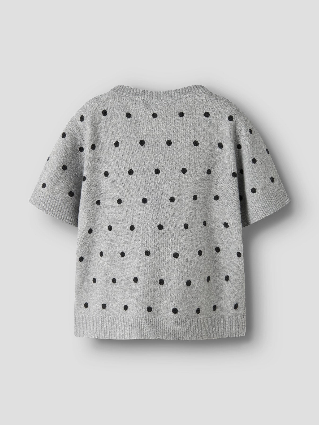 Name It Nalani gråmelerad kortärmad stickad topp med svarta prickar kids flicka