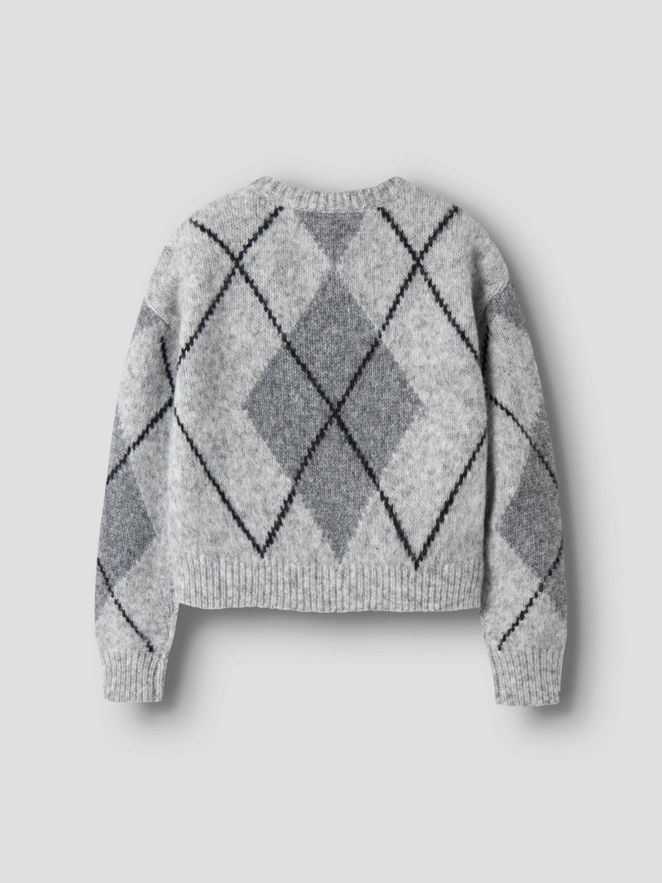 Name It Noreen stickad tröja Light Grey Melange med grått rutmönster för kids flicka