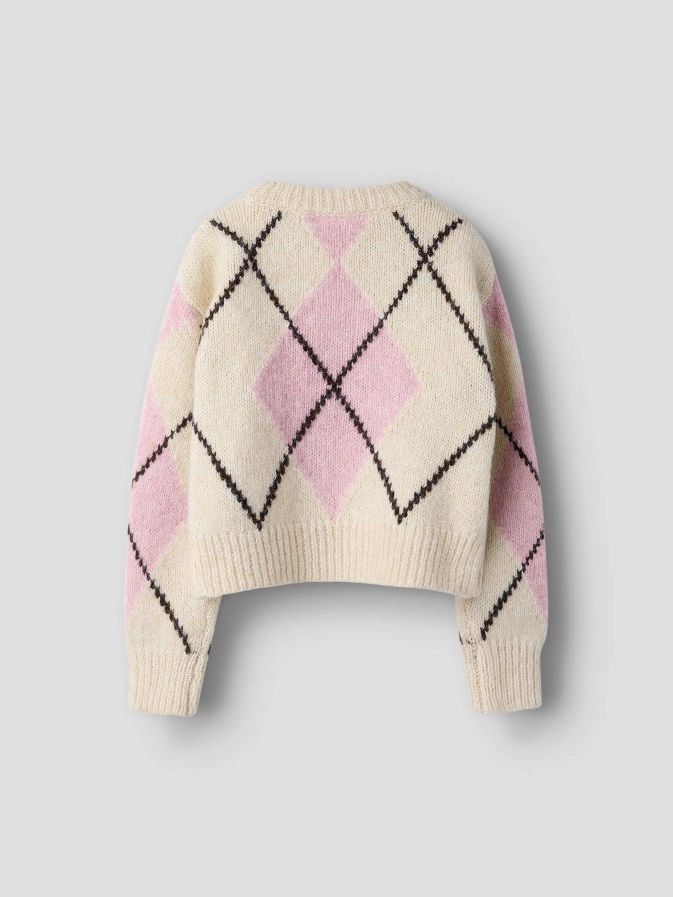 Name It Noreen stickad tröja Provence med rosa och creme rutmönster för kids flicka