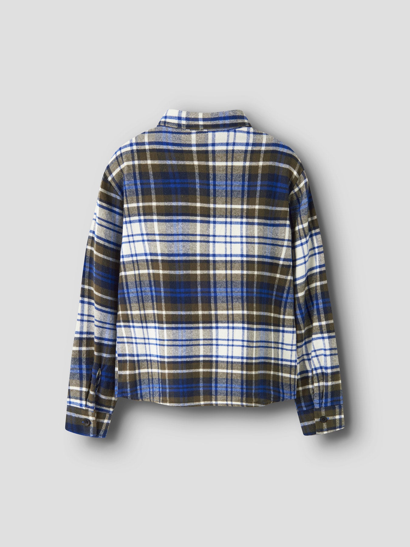 Rutig overshirt flanellskjorta för pojke i grönt, blått och ljust från Name It.