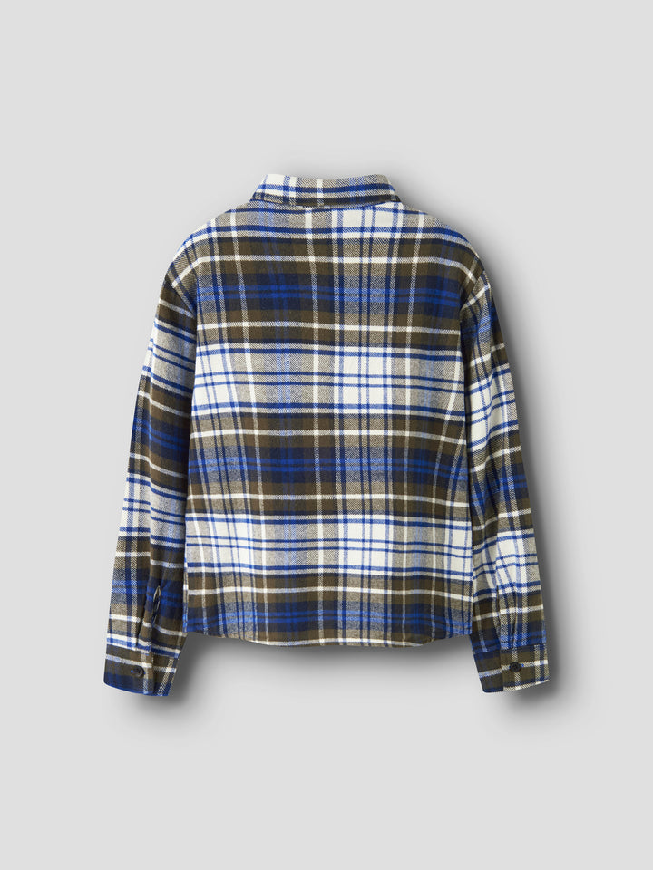 Rutig overshirt flanellskjorta för pojke i grönt, blått och ljust från Name It.