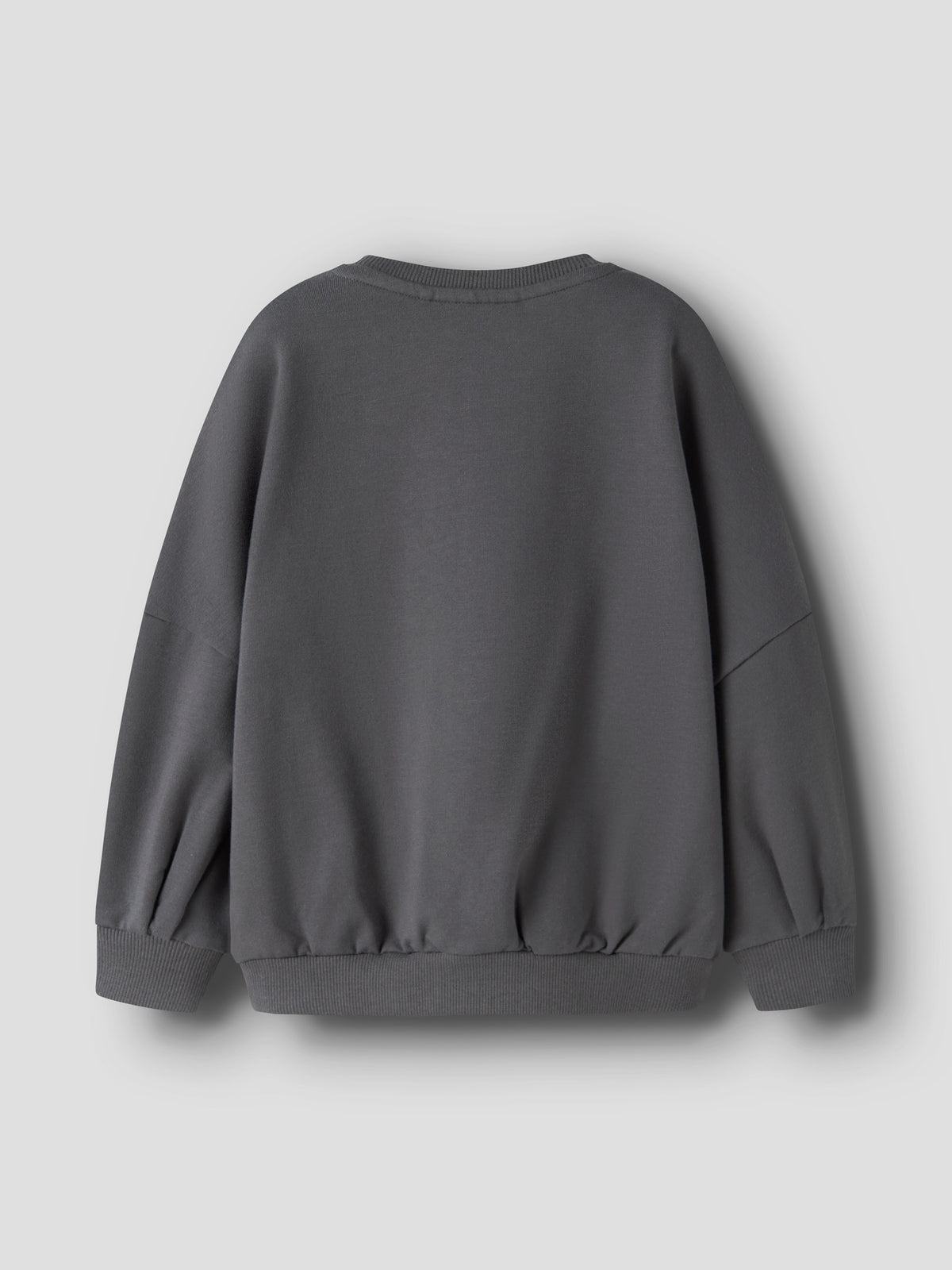 Mörkgrå lång sweatshirt för flicka från Name It med rosa och blå ballonghundar.