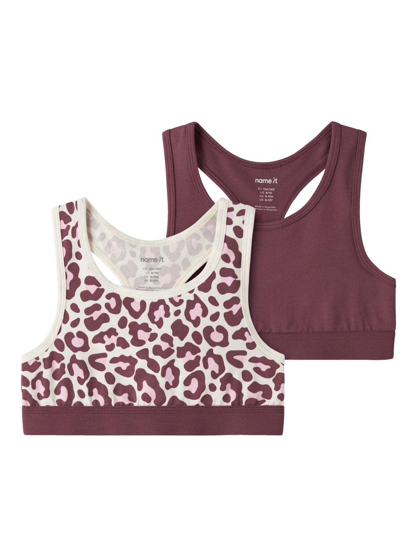 Name It rosa underklädestoppar i 2-pack för flicka med leopardmönster och mjuk stretchig kvalitet