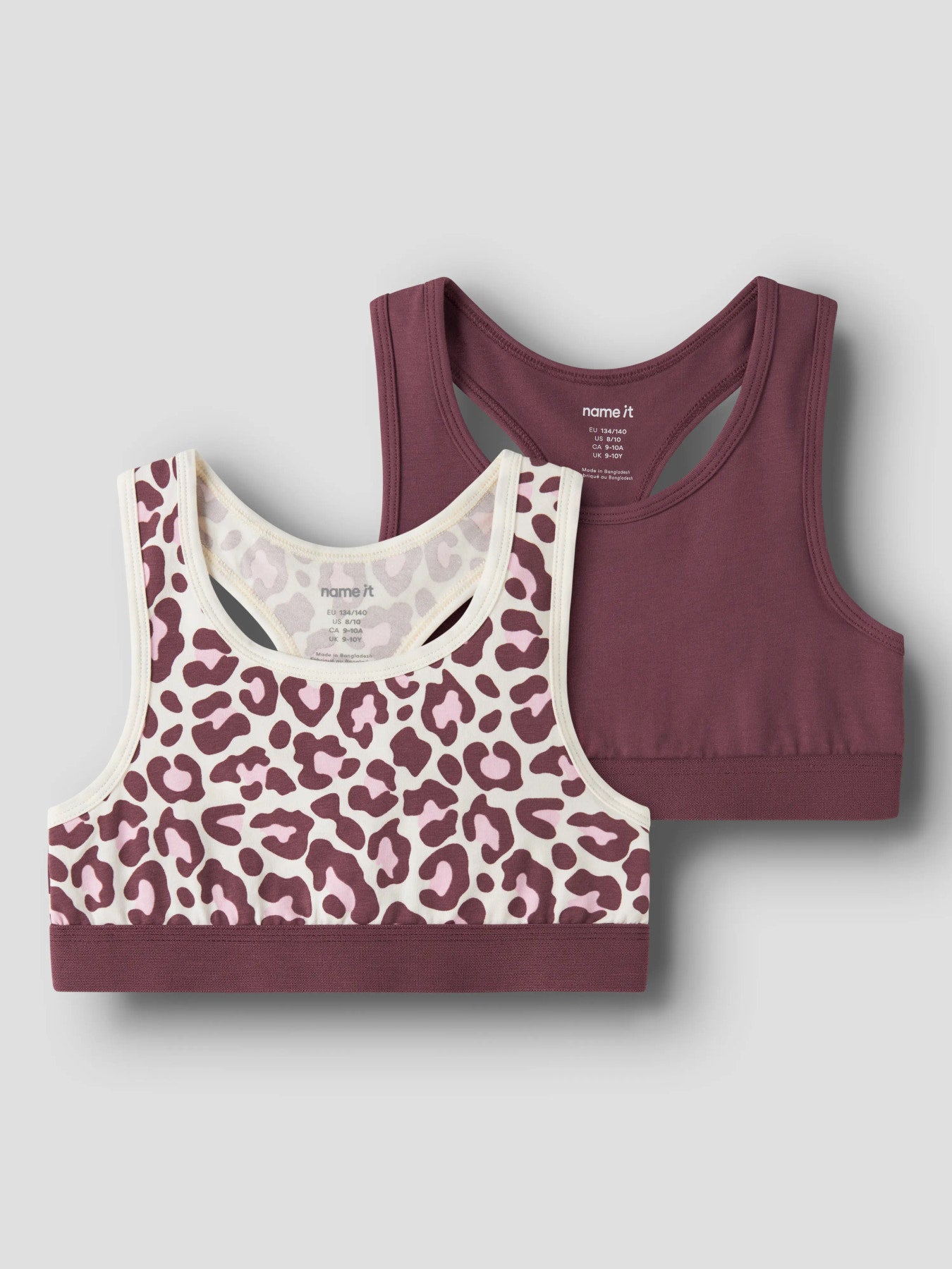 Name It rosa underklädestoppar i 2-pack för flicka med leopardmönster och mjuk stretchig kvalitet