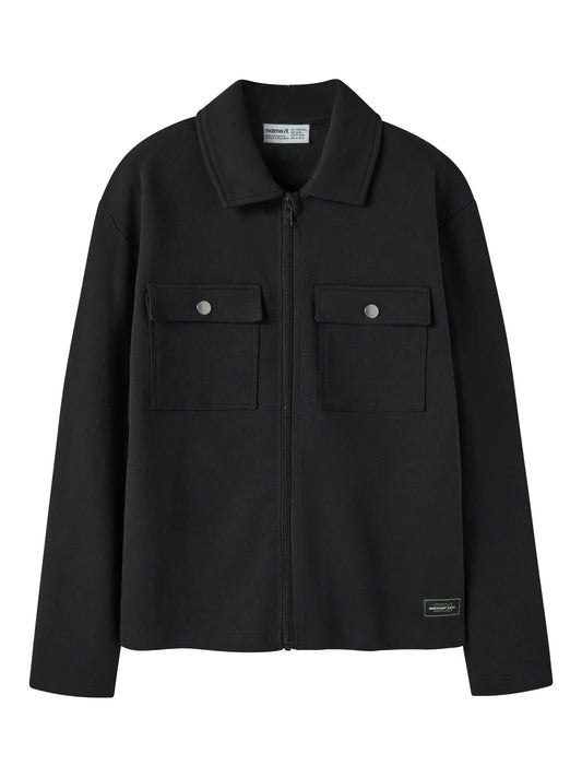 Name It Niall svart overshirt för pojke kids med dragkedja och bröstfickor – 13259579