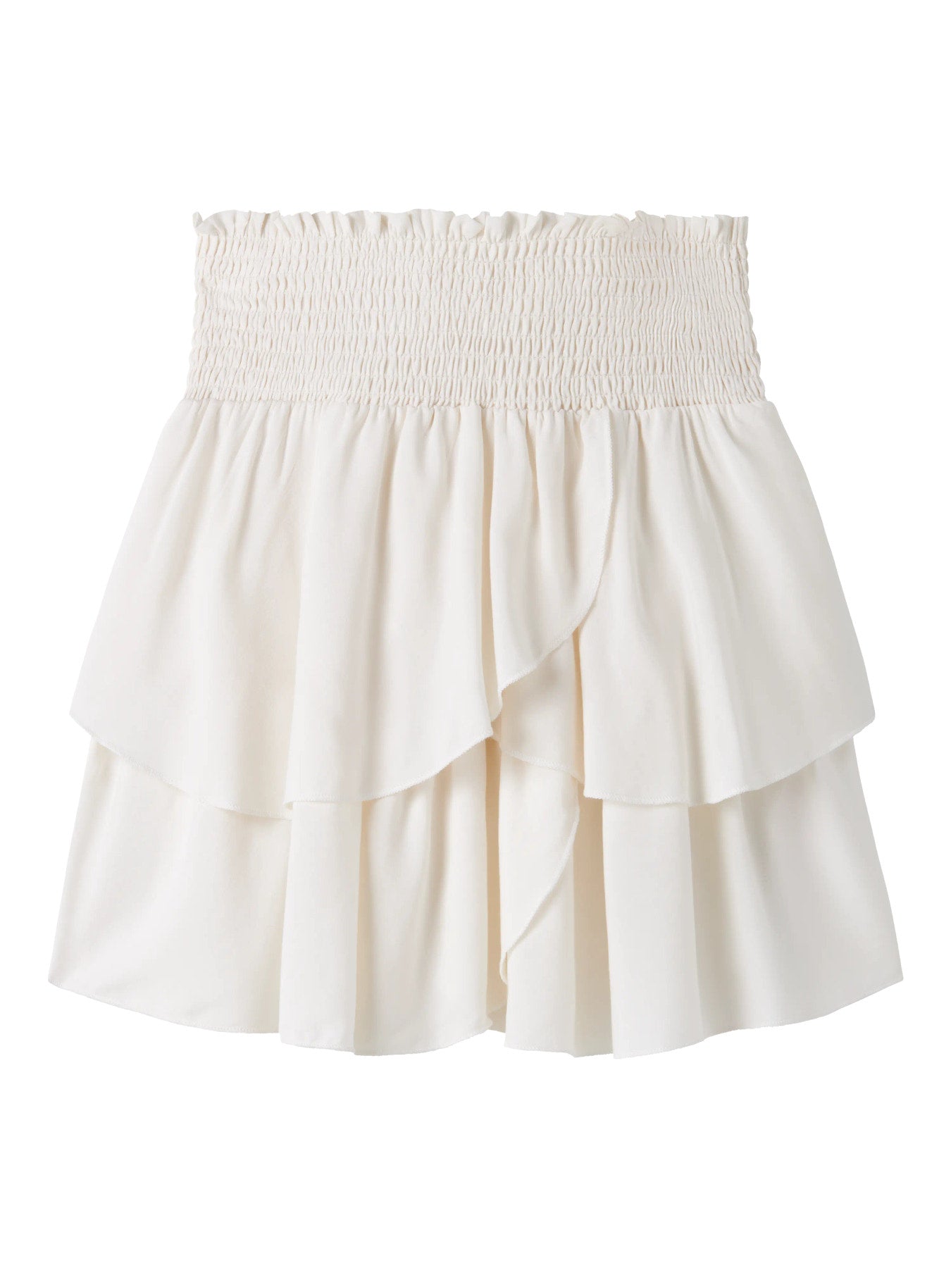 Kort vit volang kjol till flicka. Volangkjol till ungdom tjej från LMTD, kort vit kjol med volanger med smock i bred resår i midjan.
NLFSANDYY SOLID SHORT SKIRT
13259625
