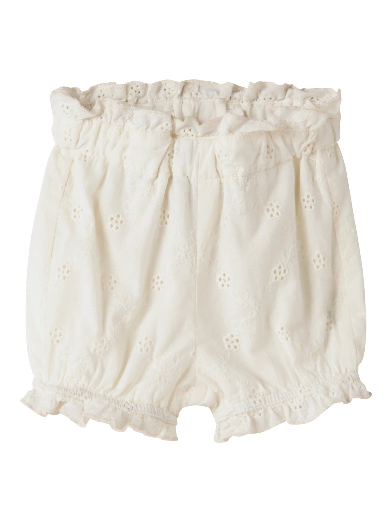 Söta vita baby shorts till flicka. Spets shorts, bloomers som fungerar både som blöjbyxa under klänning eller kjol till bebis flicka eller som vanliga små shorts  att ha till body eller tröja. Ekologiska babykläder till flicka från Lil 'Ateler.
NBFHOSA LOOSE BLOOMERS LIL
13259718