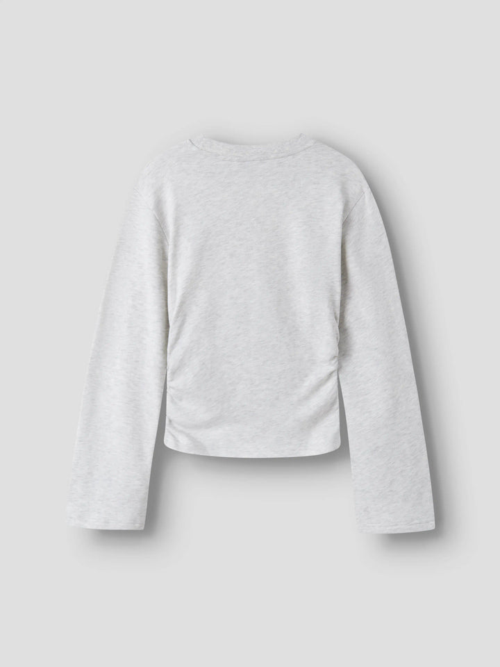 LMTD Nizu ljusgråmelerad sweatshirt med rynkad sida för tjej ungdom – 13260034