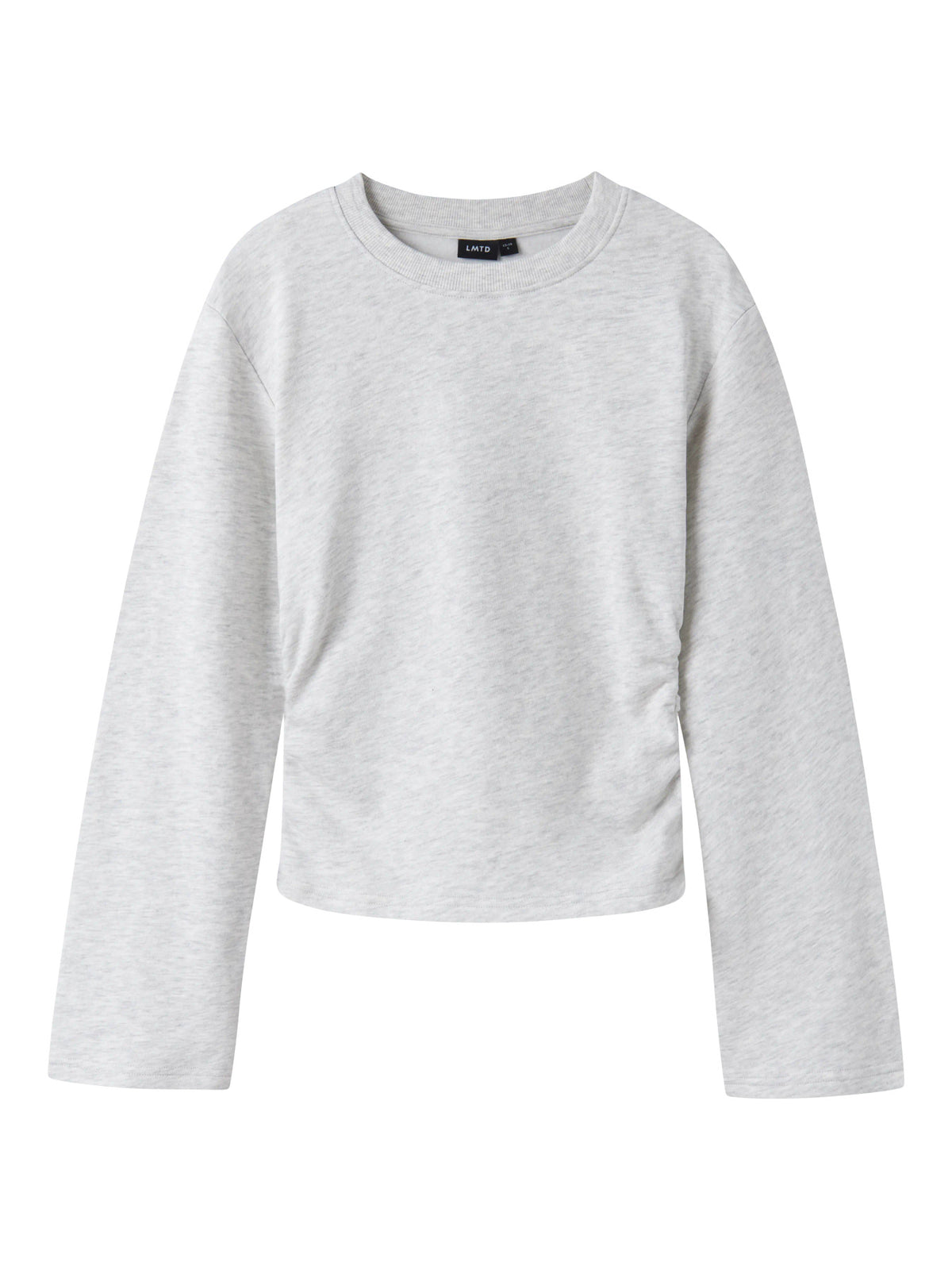 LMTD Nizu ljusgråmelerad sweatshirt med rynkad sida för tjej ungdom – 13260034