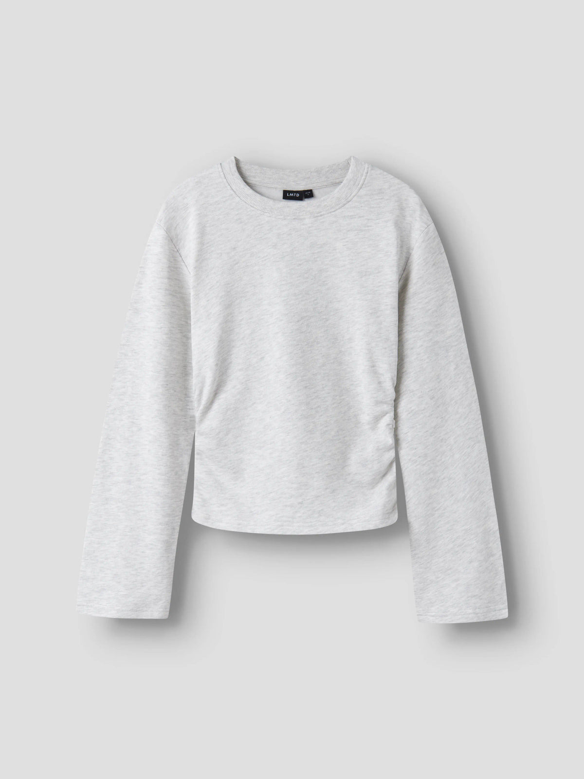 LMTD Nizu ljusgråmelerad sweatshirt med rynkad sida för tjej ungdom – 13260034
