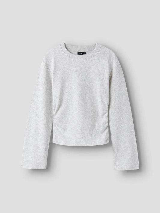 LMTD Nizu ljusgråmelerad sweatshirt med rynkad sida för tjej ungdom – 13260034