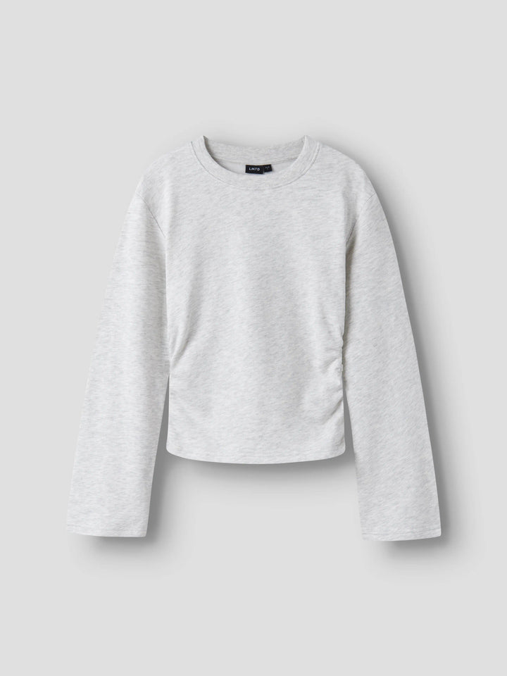 LMTD Nizu ljusgråmelerad sweatshirt med rynkad sida för tjej ungdom – 13260034