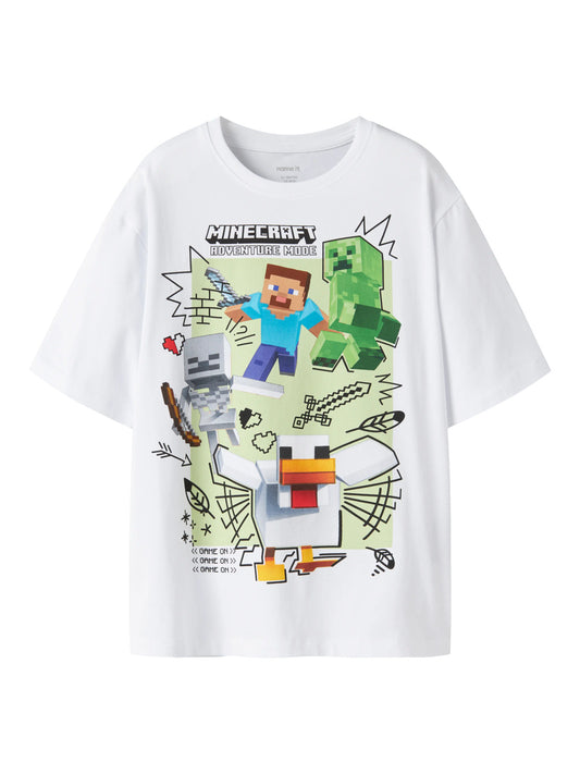 Name It Sena vit Minecraft T-shirt för pojke med Steve Creeper Skeleton och Minecraft-motiv – 13260044