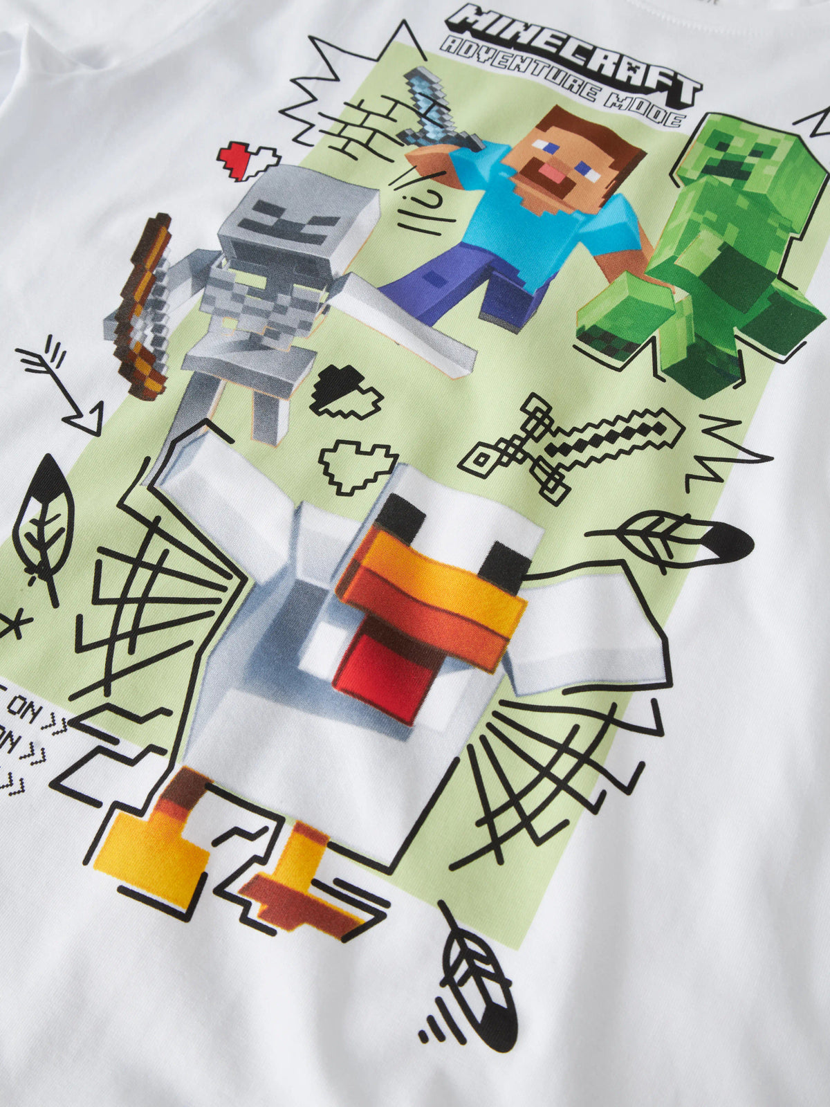 Name It Sena vit Minecraft T-shirt för pojke med Steve Creeper Skeleton och Minecraft-motiv – 13260044