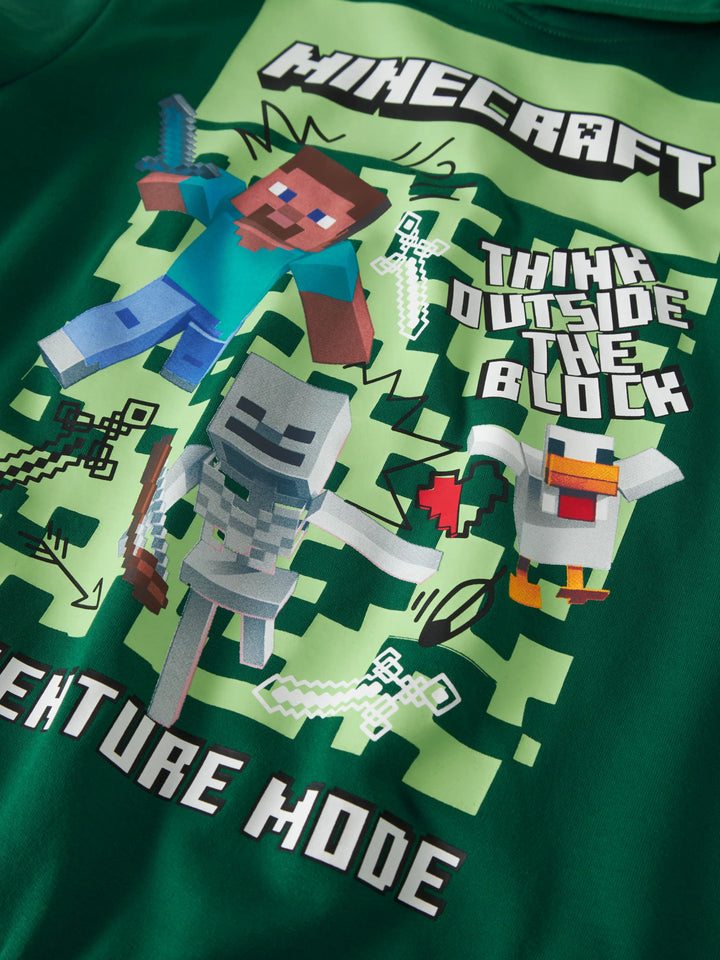 Närbild på Minecraft-tryck med Steve och andra spelfigurer
