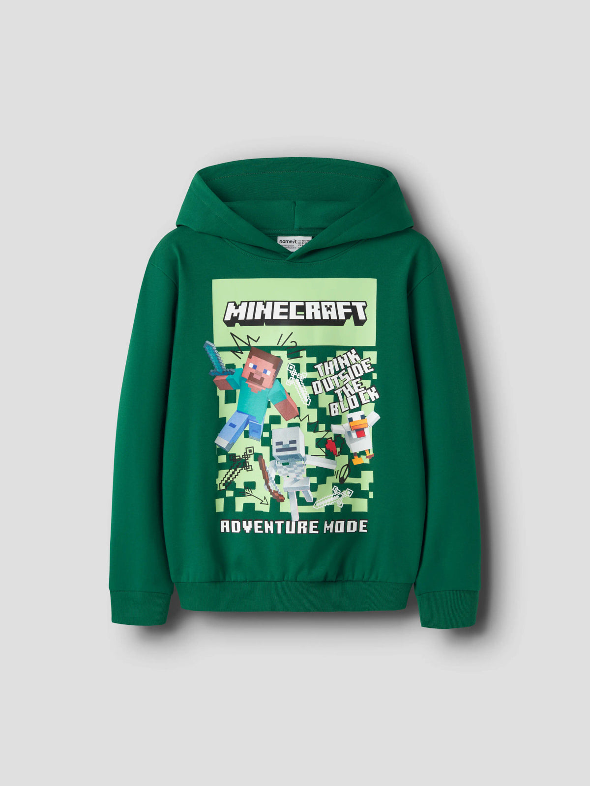 Grön Minecraft Salva hoodie med Steve och Adventure Mode-tryck