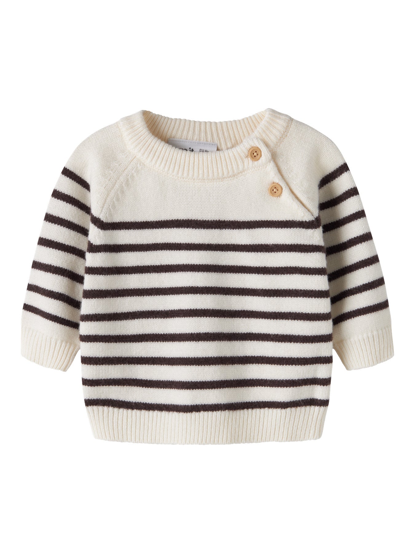 Name It Baby Ostripea randig stickad tröja cremevit och brun för baby pojke – 13260125