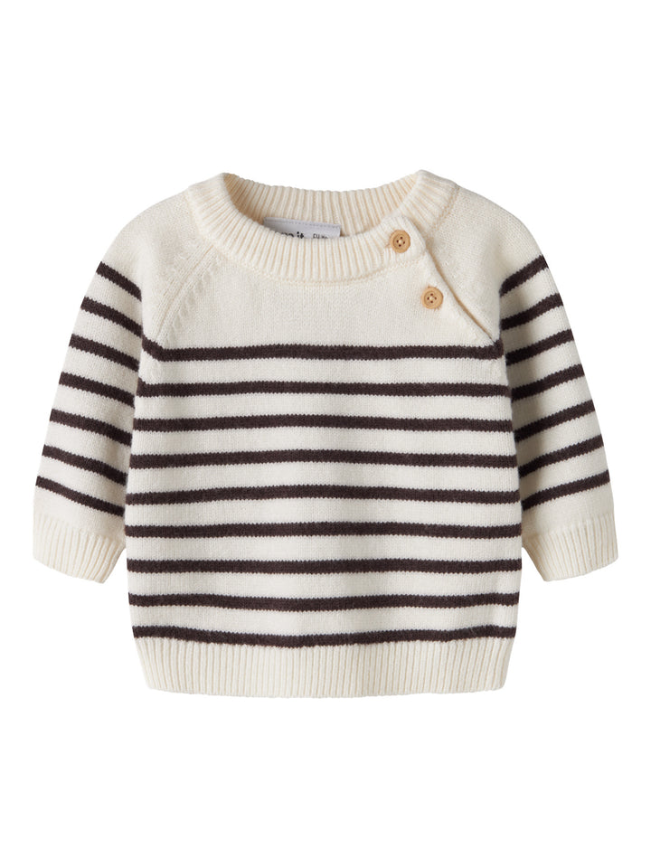 Name It Baby Ostripea randig stickad tröja cremevit och brun för baby pojke – 13260125
