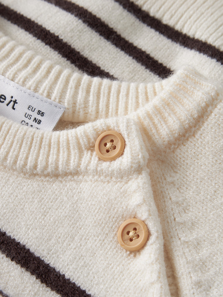 Name It Baby Ostripea randig stickad tröja cremevit och brun för baby pojke – 13260125