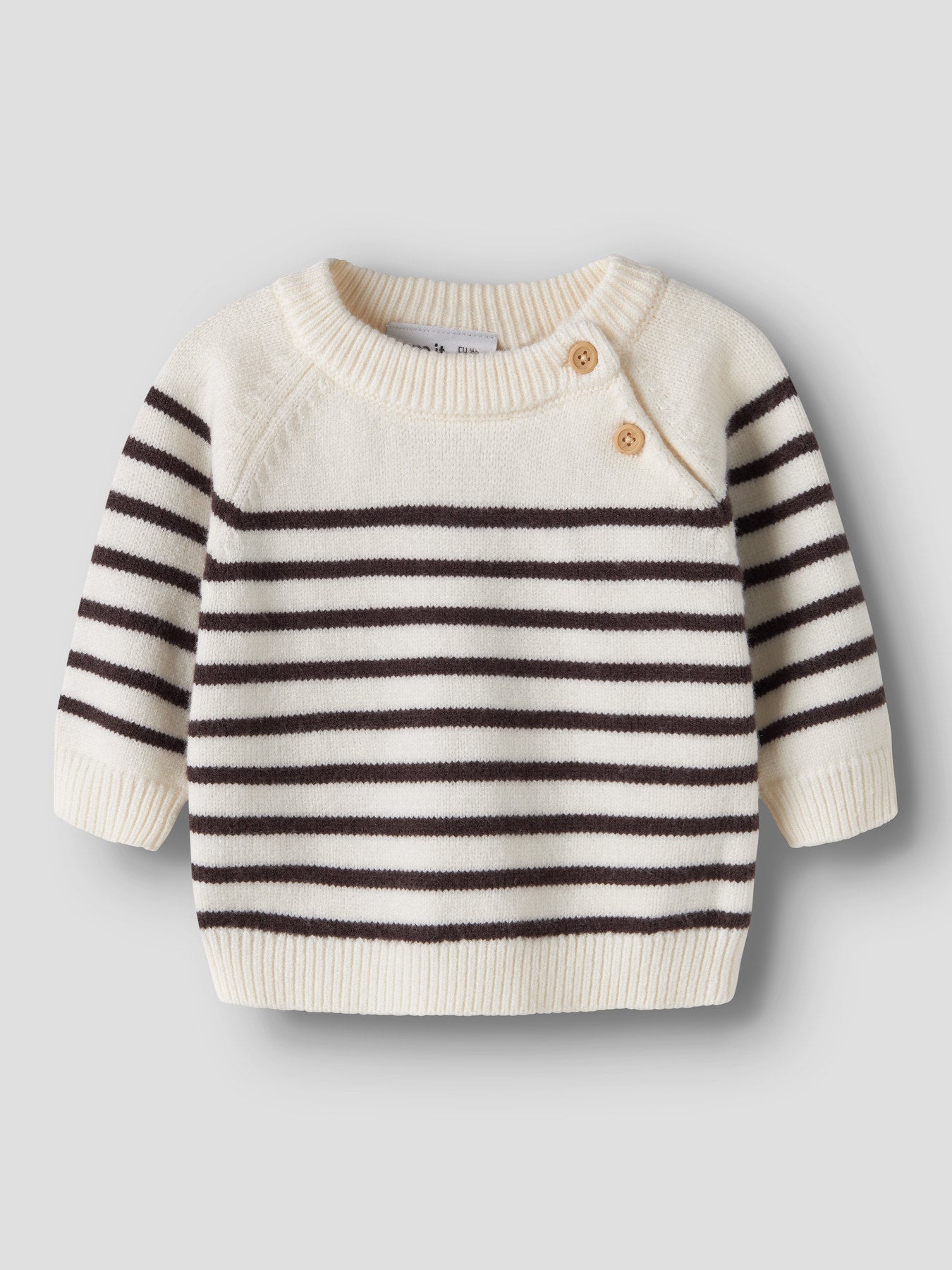 Name It Baby Ostripea randig stickad tröja cremevit och brun för baby pojke – 13260125