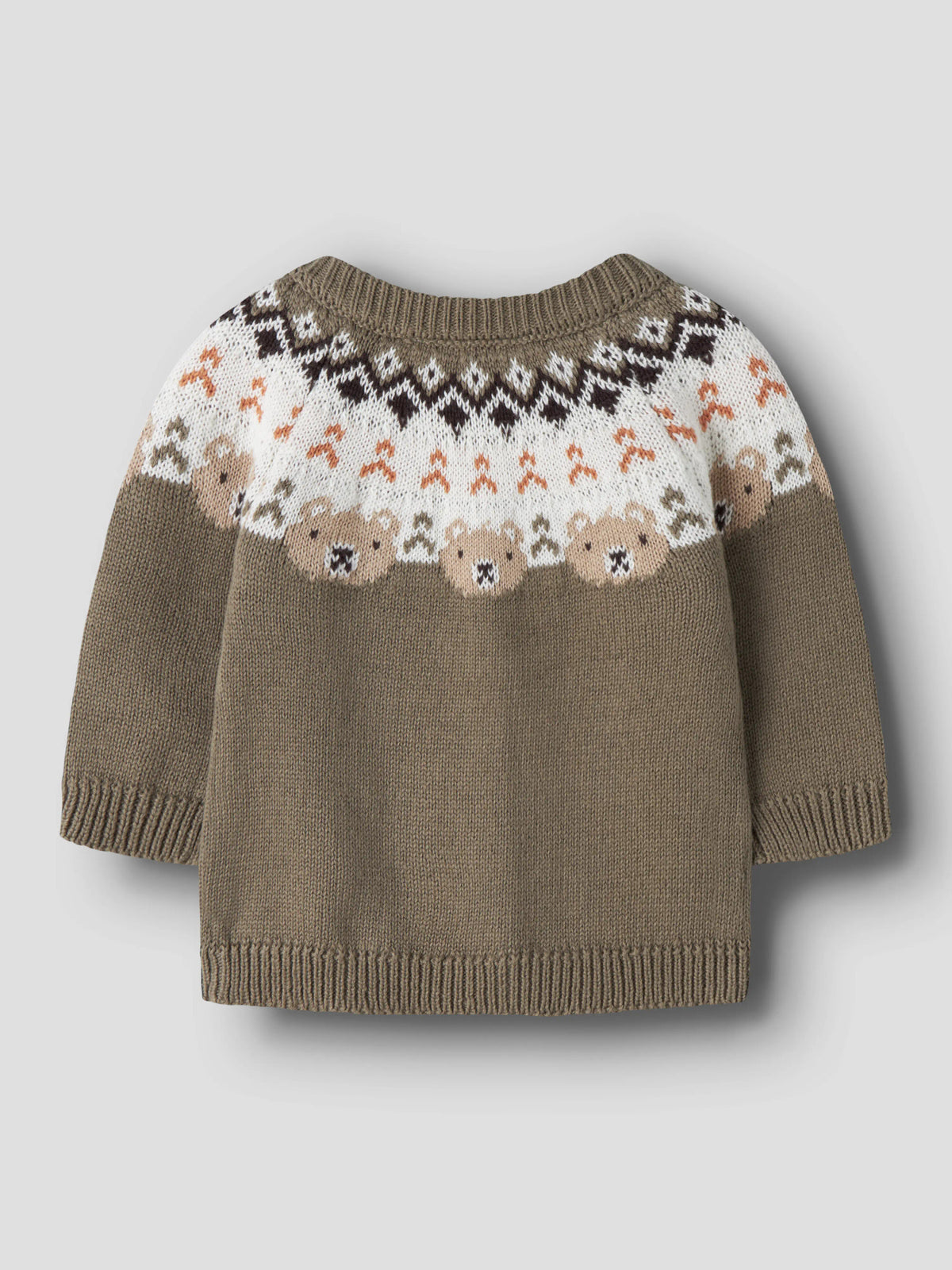 Name It Osmane stickad cardigan baby pojke Mermaid grönbrun med björnmönster i ekologisk bomull