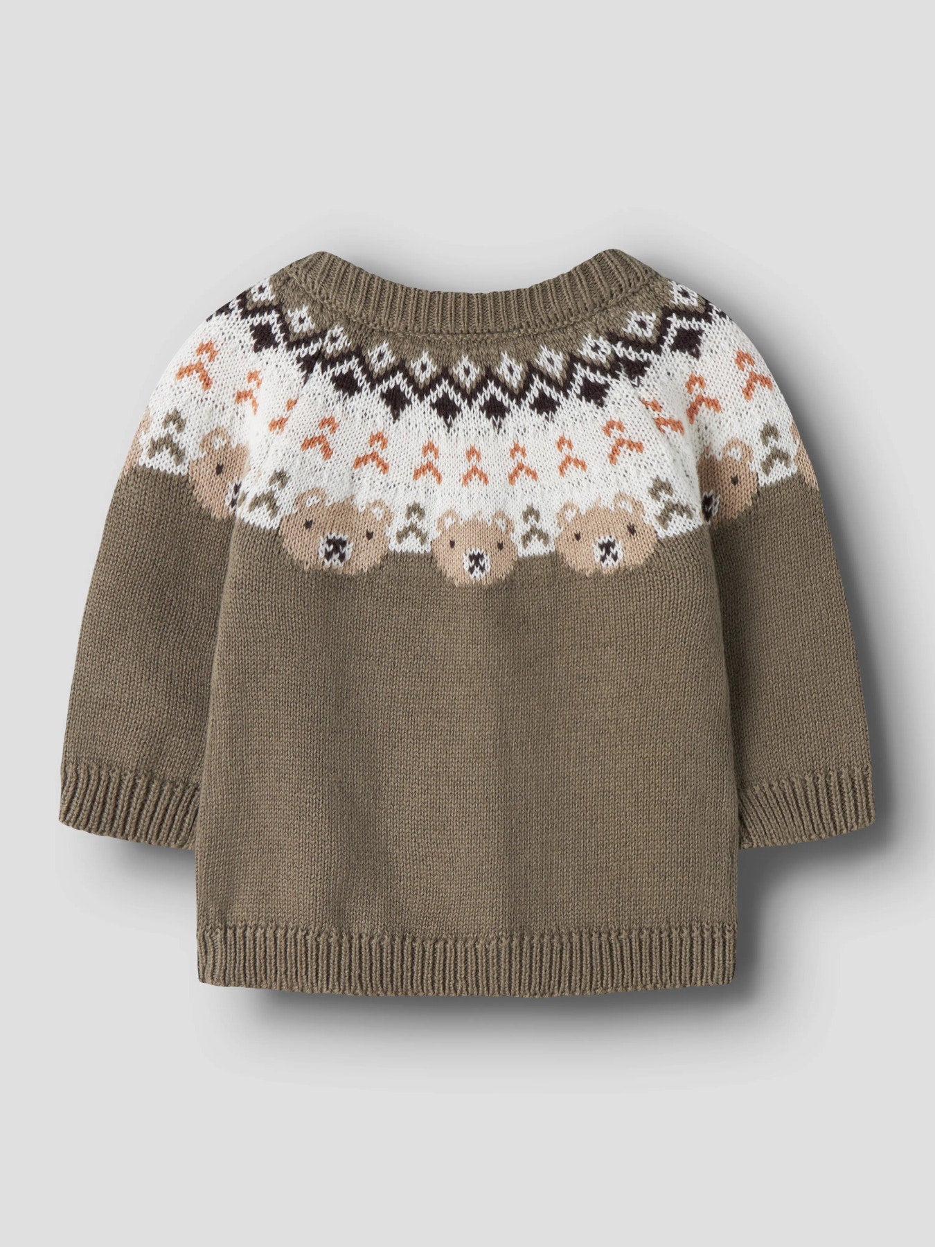 Name It Osmane stickad cardigan baby pojke Mermaid grönbrun med björnmönster i ekologisk bomull