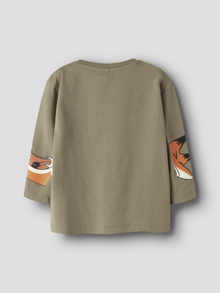 Name It Mini Otto grönbeige långärmad tröja med rävmotiv för pojke – 13260176