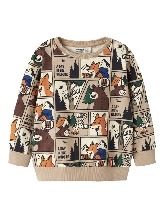 Name It Oswaldy sweatshirt Sesame med camping- och djurmotiv för pojke mini – 13260177