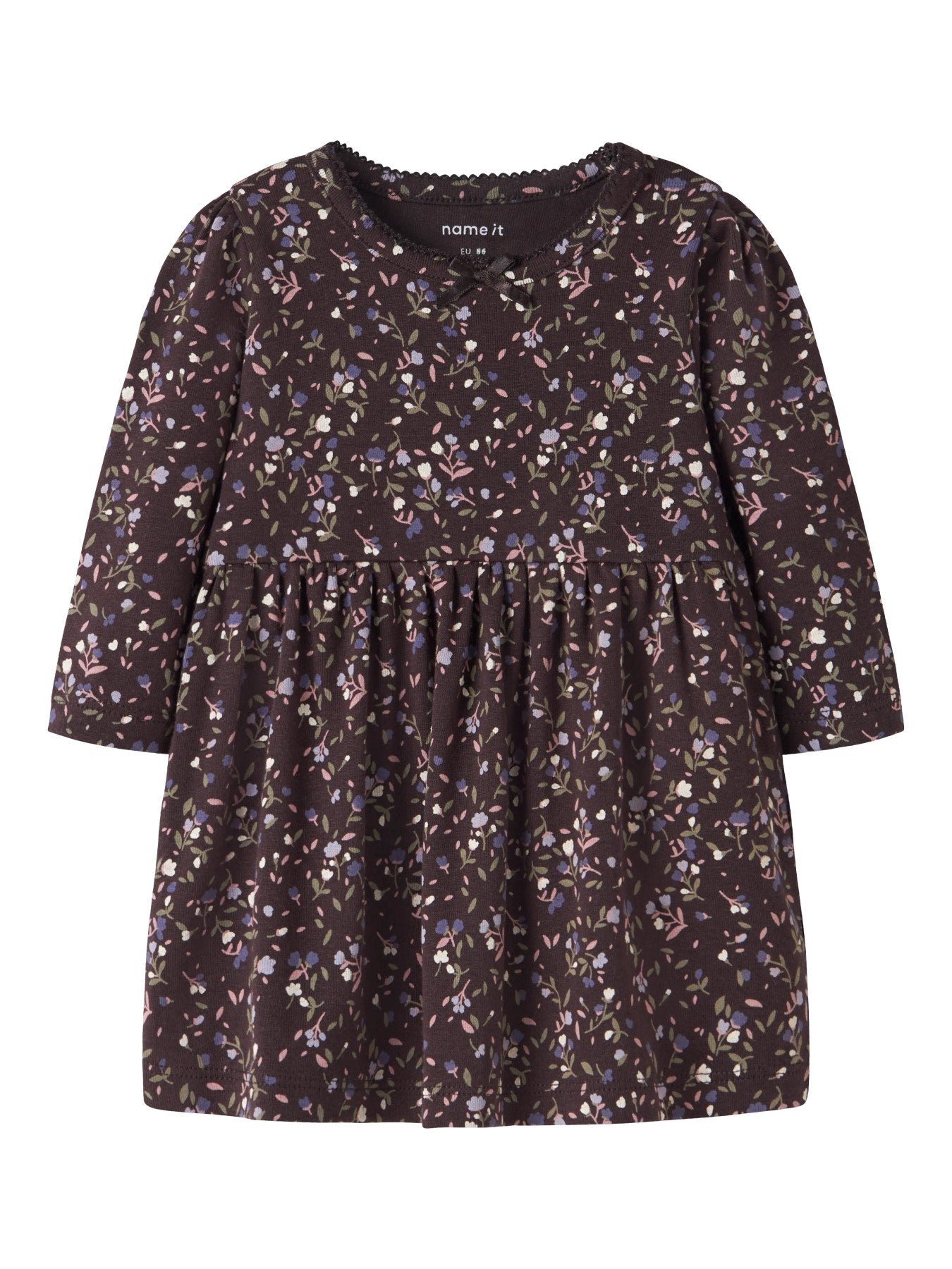 Name It Baby Oceana blommig klänning Chocolate Plum för baby flicka – 13260216