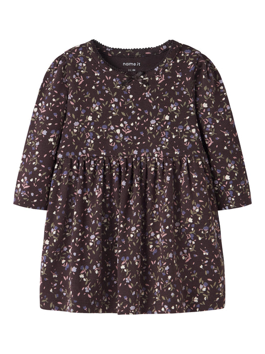 Name It Baby Oceana blommig klänning Chocolate Plum för baby flicka – 13260216