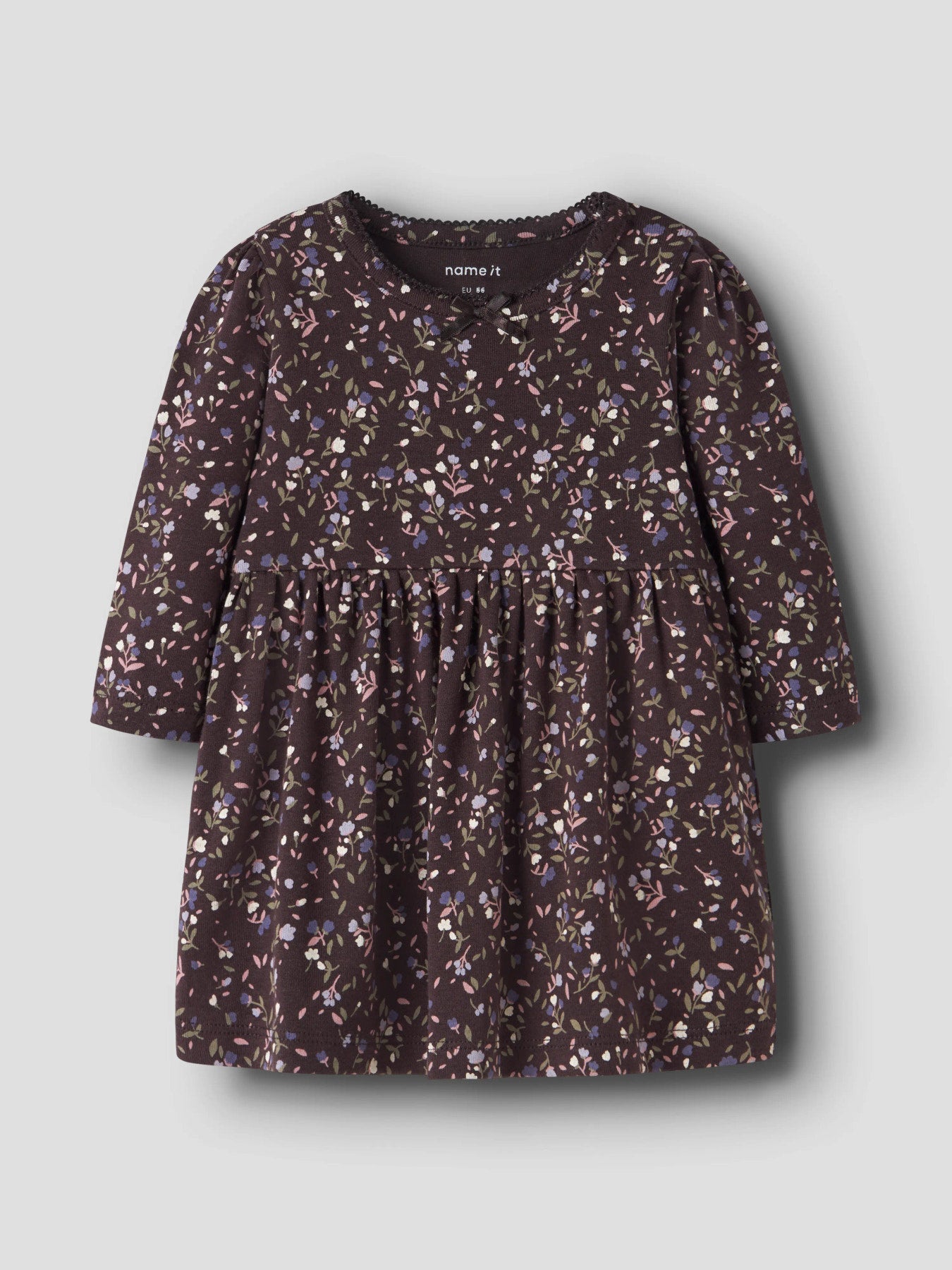 Name It Baby Oceana blommig klänning Chocolate Plum för baby flicka – 13260216