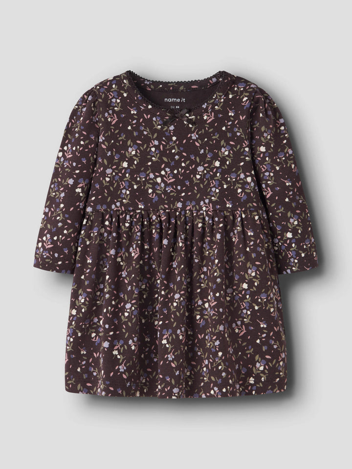 Name It Baby Oceana blommig klänning Chocolate Plum för baby flicka – 13260216