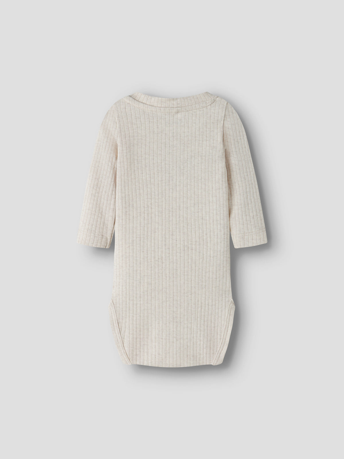 Name It Olander beige ribbad babybody med broderad bil för pojke