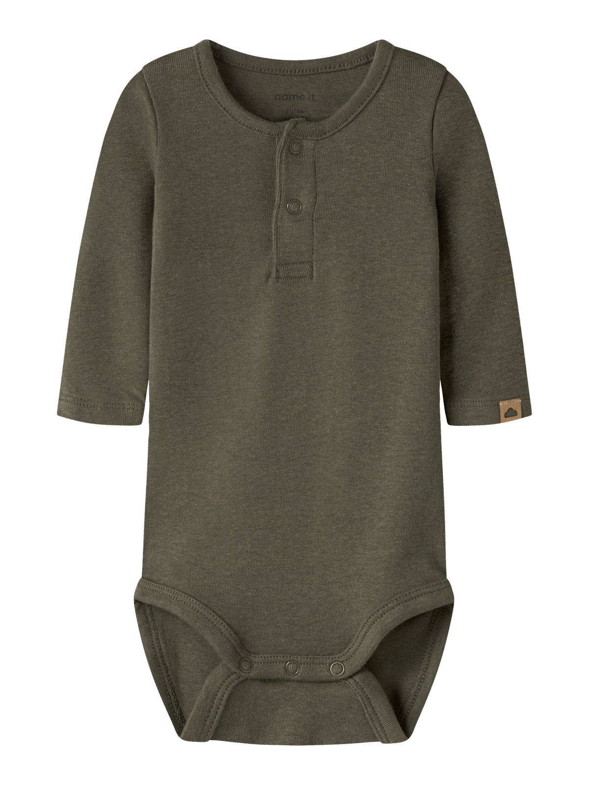Name It Ohoney långärmad babybody i mörkgrön färg för pojke