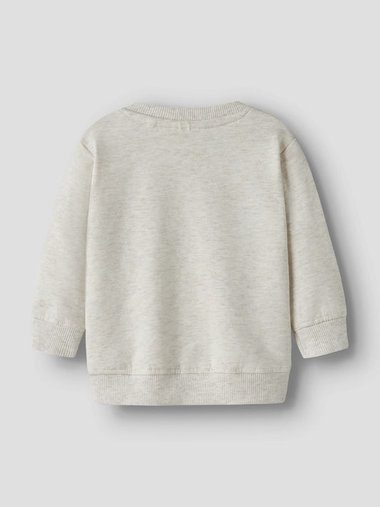 Name It Obbas sweatshirt baby unisex ljus melerad med igelkott och liten ficka