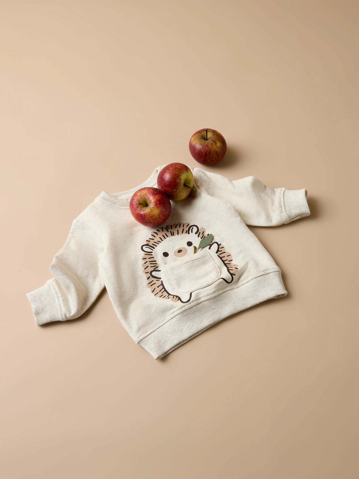Name It Obbas sweatshirt baby unisex ljus melerad med igelkott och liten ficka