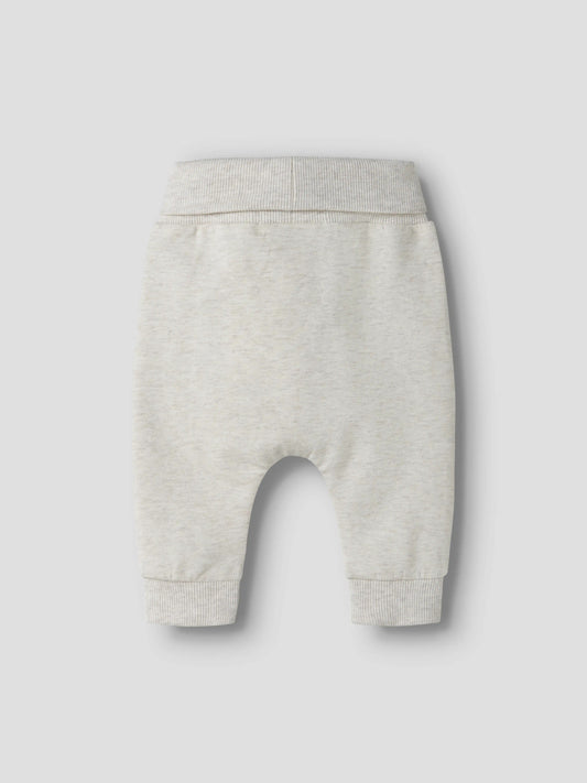 Name It Obbas beige mjukisbyxa baby unisex med igelkottar och nedvikbar midja