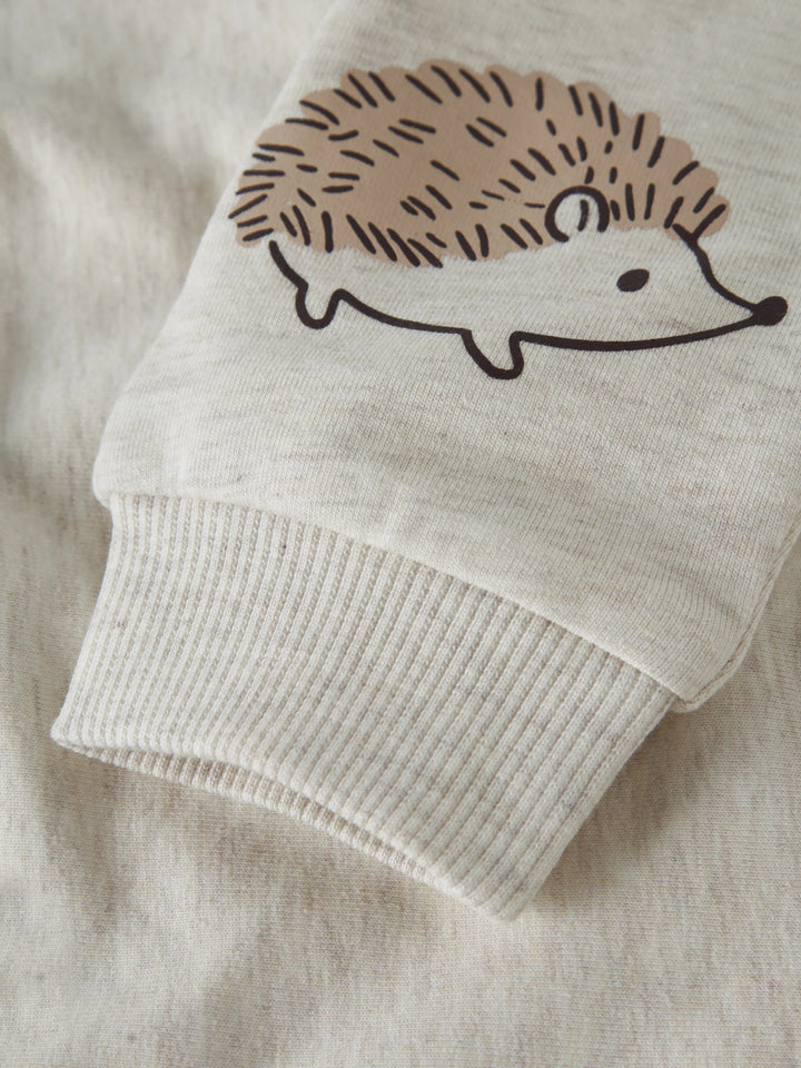 Name It Obbas beige mjukisbyxa baby unisex med igelkottar och nedvikbar midja