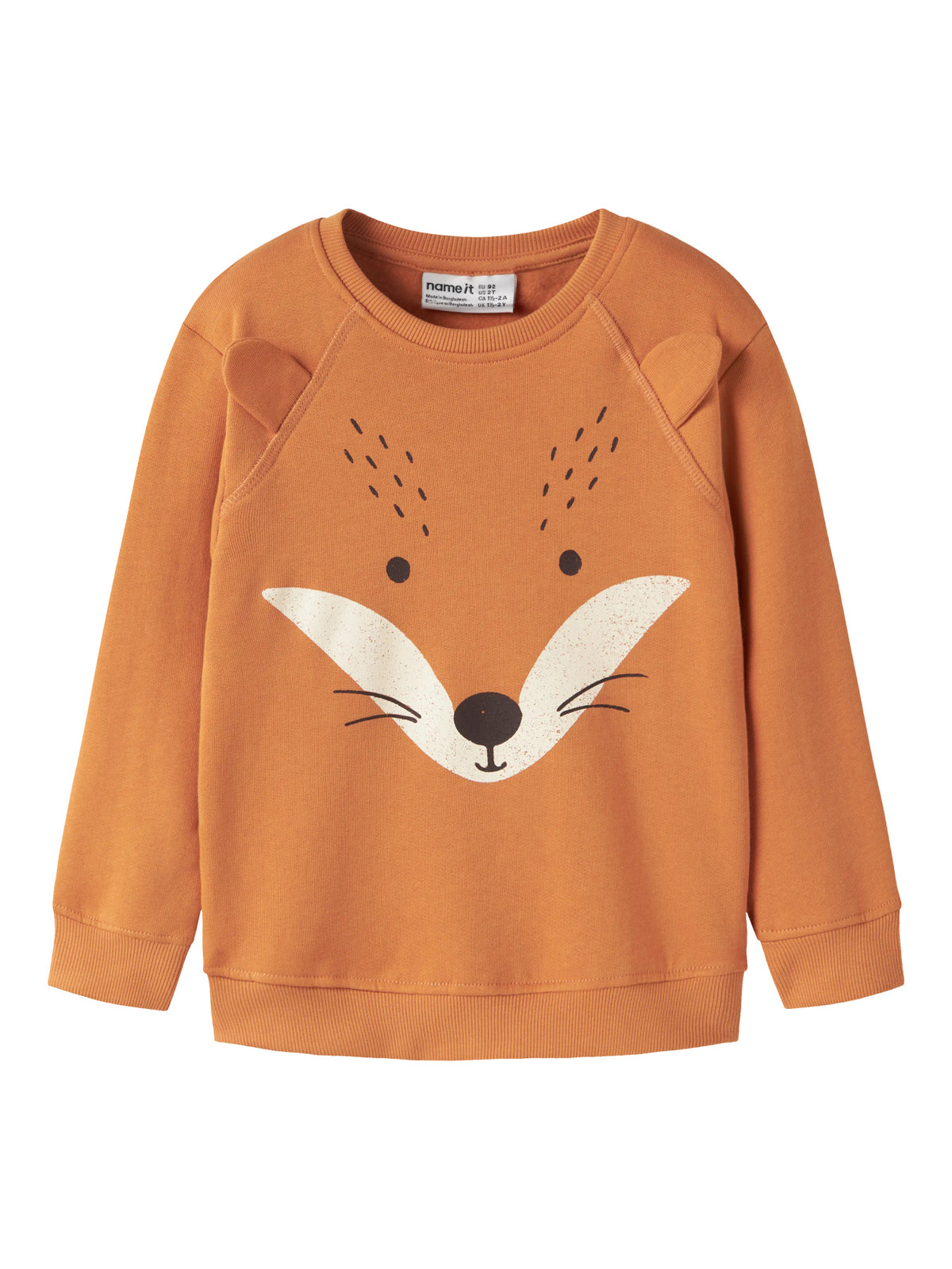 Name It Ollie orange sweatshirt mini pojke med räv och 3D-öron