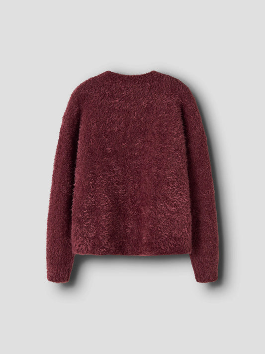 Name It Ohami fluffig stickad tröja flicka kids vinröd Wild Ginger