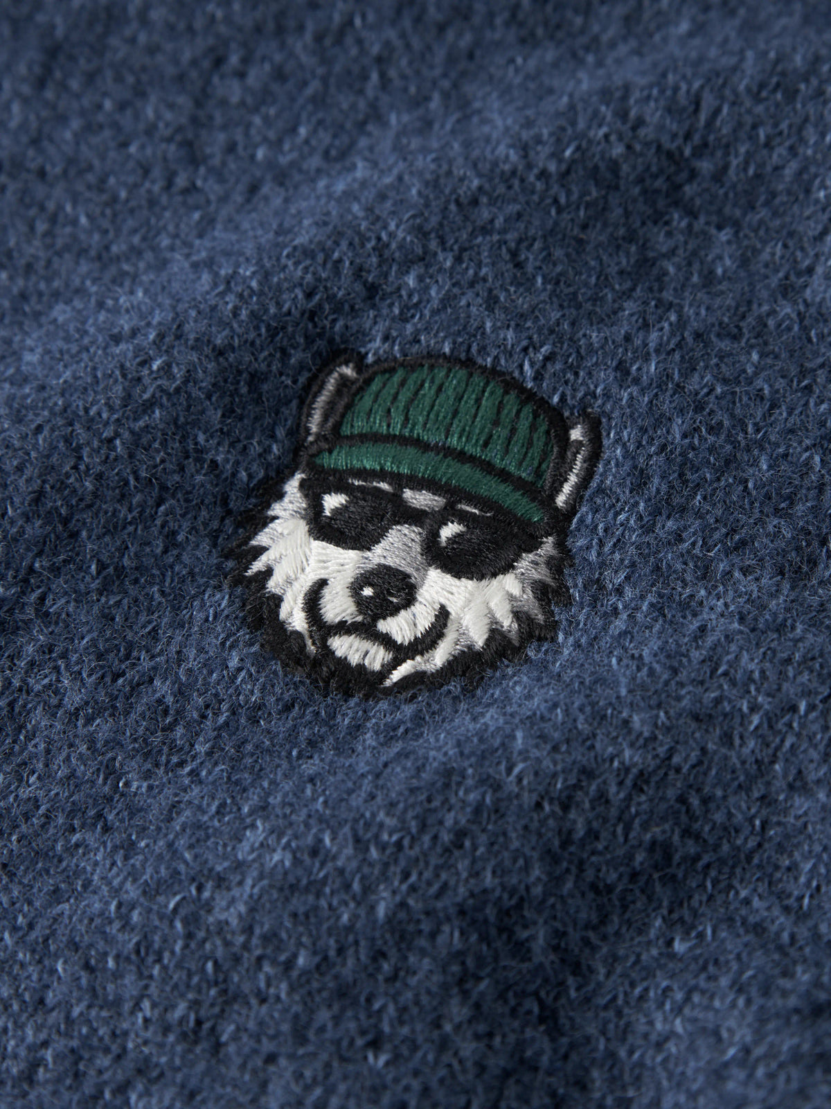 Name It Olexandr stickad tröja pojke kids melerad blå med broderad figur på bröstet