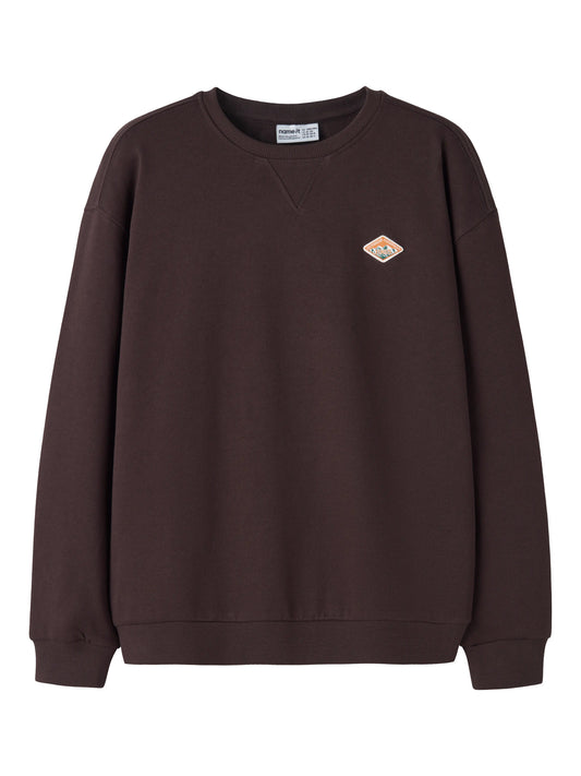 Name It Olan mörkbrun sweatshirt pojke kids med litet bröstmärke