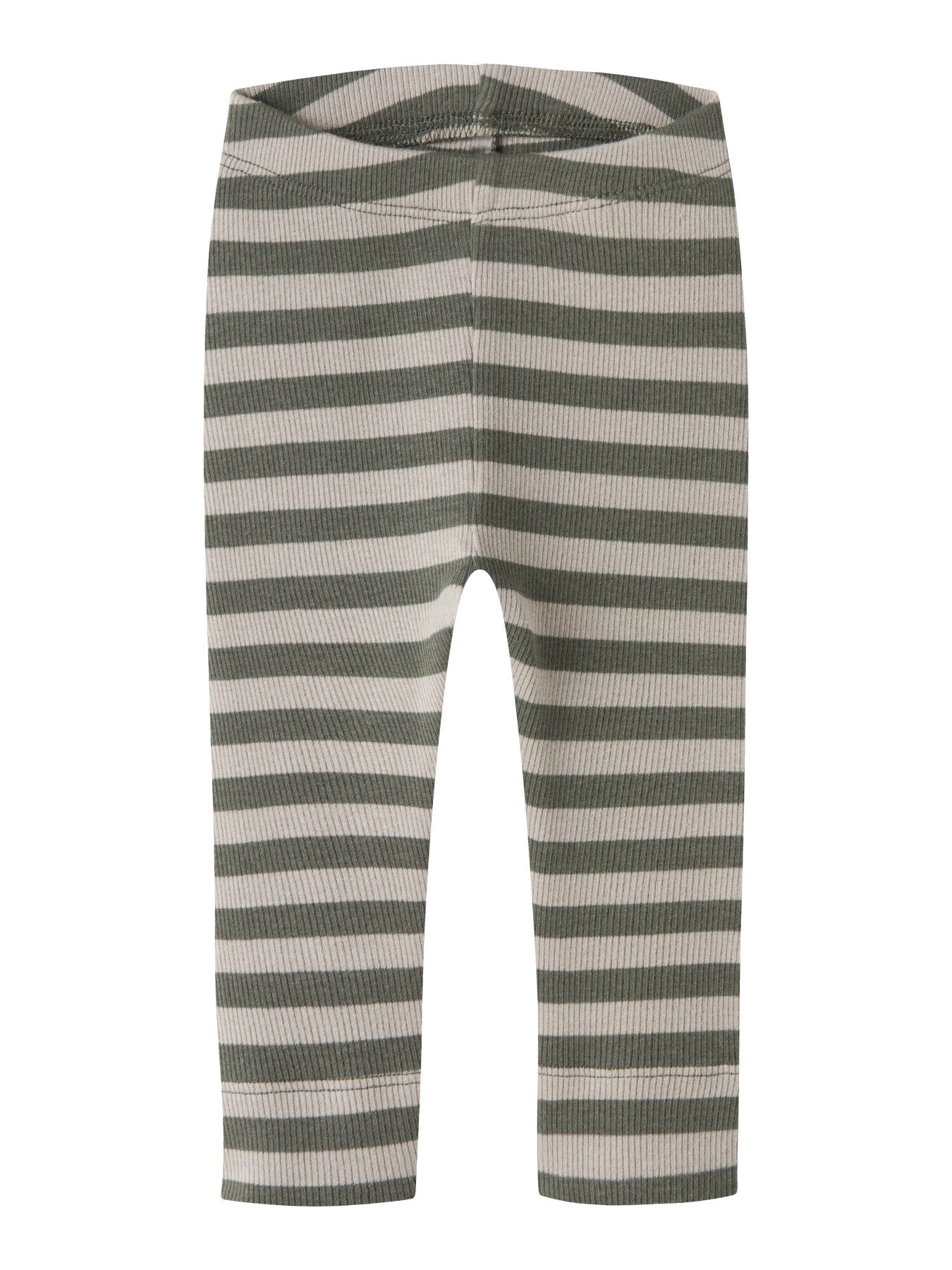 Name It olivgröna ribbade leggings för baby unisex i ekologisk bomull och TENCEL™ Modal med elastisk midja och mjuk stretchkvalitet