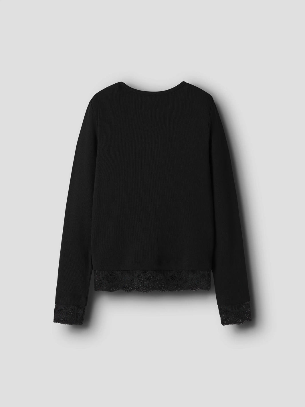 Black Rosima Ribbad Topp med Spets för barn flicka från Name it, bakifrån
